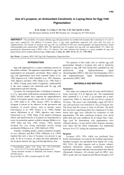 Use of Lycopene, an Antioxidant Carotinoid, in Laying Hens for Egg