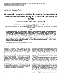 Changes in enzyme activities during the fermentation of castor oil