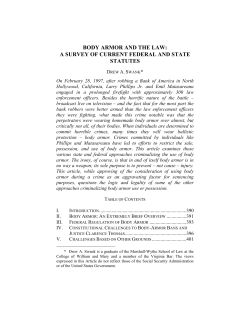 Body Armor And The Law: A Survey Of Current Federal And State