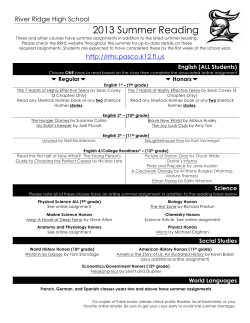 RRHS Schoolwide Summer Reading List