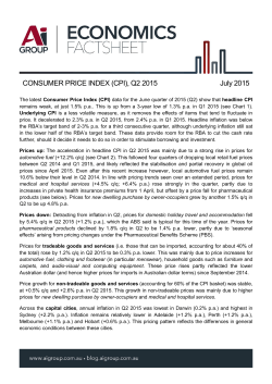 CONSUMER PRICE INDEX (CPI), Q2 2015 July 2015