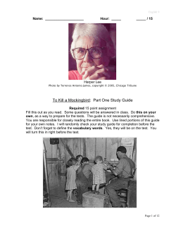 To Kill a Mockingbird: Part One Study Guide