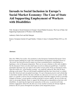 Inroads to Social Inclusion in Europe`s Social Market Economy: The