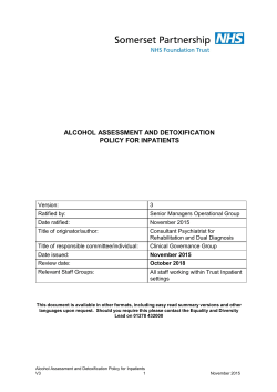 alcohol assessment and detoxification policy for inpatients