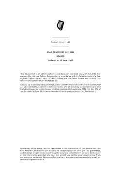 Number 16 of 1986 ROAD TRANSPORT ACT 1986 REVISED