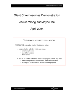 Giant Chromosomes Demonstration Jackie Wong