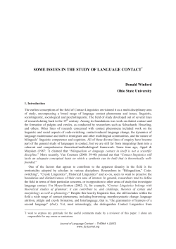 Some Issues in the Study of Language Contact
