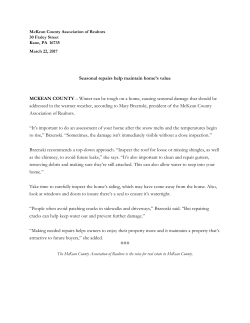 Seasonal repairs help maintain home`s value MCKEAN COUNTY