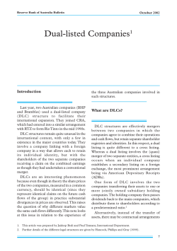 Dual-listed Companies - Reserve Bank of Australia
