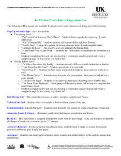 4-H School Enrichment Opportunities for Teachers