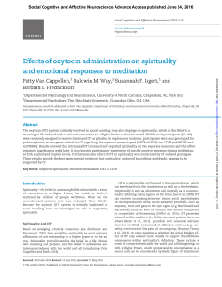 Effects of oxytocin administration on spirituality - UNC