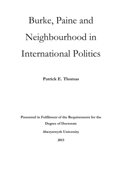 Burke, Paine and Neighbourhood in International Politics
