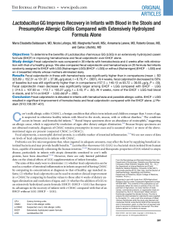 Lactobacillus GG Improves Recovery in Infants with Blood in the