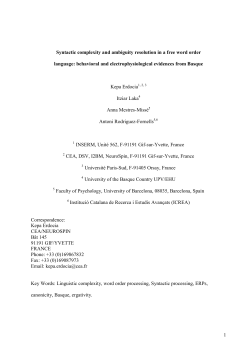 1 Syntactic complexity and ambiguity resolution in a free word order