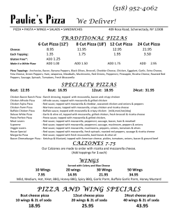 Downloadable Menu - Paulies Pizza Schenectady