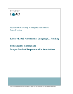 Released 2013 Assessment : Language 2, Reading