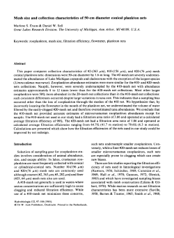 Mesh size and collection characteristics of 50