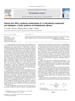 Solvent-free NbCl5 catalyzed condensation of 1,3