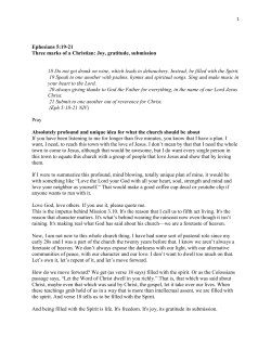 Ephesians 5:19-21 Three marks of a Christian: Joy