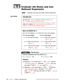 6.1 Evaluate Nth Roots and Use Rational Exponents