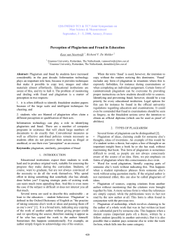 Perception of Plagiarism and Fraud in Education