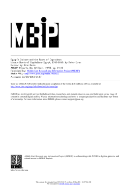 Egypt`s Culture and the Roots of Capitalism