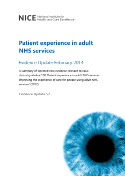 Patient experience in adult NHS services