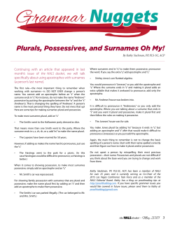 Plurals, Possessives, and Surnames Oh My!