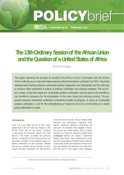 The 13th Ordinary Session of the African Union and the Question of