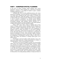 part i &ndash; european spatial planning