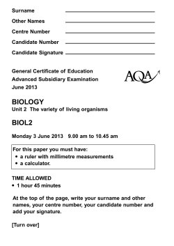 A-level Biology Modified question paper Unit 02 - The variety