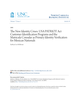 The New Identity Crises: USA PATRIOT Act Customer Identification