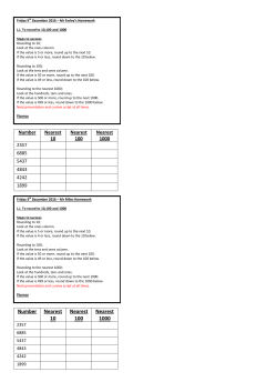 Number Nearest 10 Nearest 100 Nearest 1000