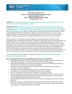 2015-2016 Academic Year 2 Research Assistantship (Doctoral