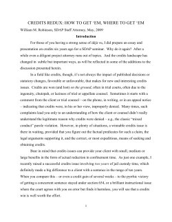 credits redux: how to get `em, where to get `em