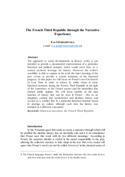 The French Third Republic through the Narrative Experience