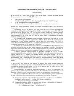 IDENTIFYING THE HEAD IN TOPONYMIC CONSTRUCTIONS