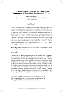 The Zimbabwean Crisis and the Unresolved