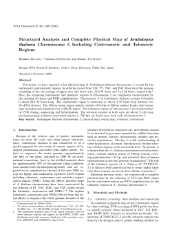 Structural Analysis and Complete Physical Map of Arabidopsis