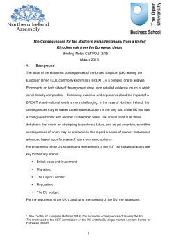 The Consequences for the Northern Ireland Economy from a United