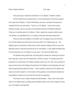 Edwin Hubble`s Silence Don Lago