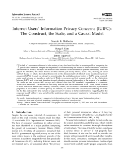 Internet Users` Information Privacy Concerns (IUIPC): The Construct