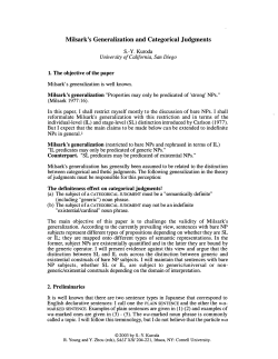 Milsark`s Generalization and Categorical Judgments
