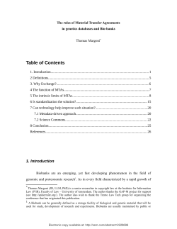 The roles of Material Transfer Agreements in genetics databases