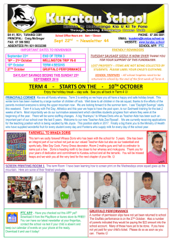 TERM 4 - STARTS ON THE - 10TH OCTOBER