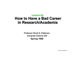 How to Have a Bad Career in Research/Academia
