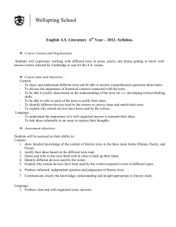 English AS Literature 6 Year &ndash; 2012- Syllabus.