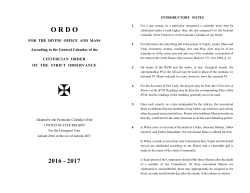ORDO - Order of Cistercians of the Strict Observance