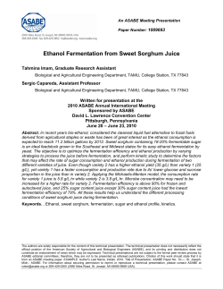 Ethanol Fermentation from Sweet Sorghum Juice