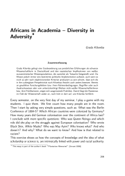 Africans in Academia : Diversity in Adversity